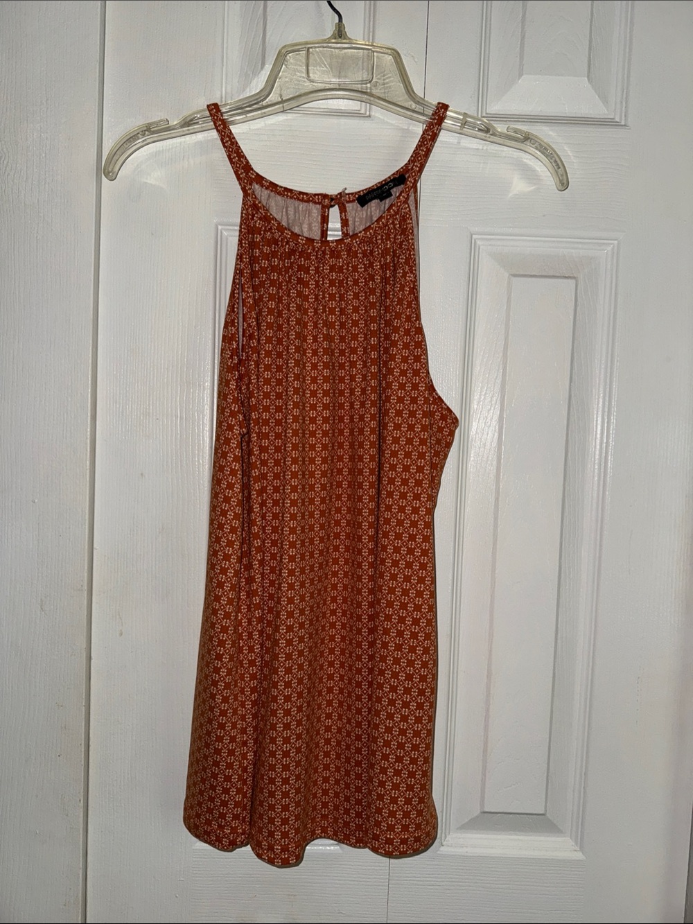 Papermoon Rust Orange Geometric Halter Mini Dress